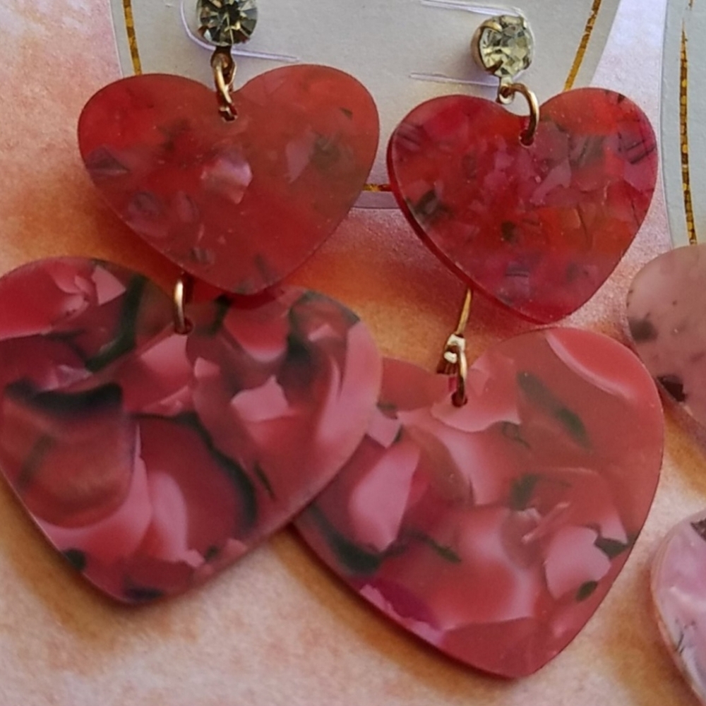 Two pair of Heart Dangling Earrings - Picture 2 of 2